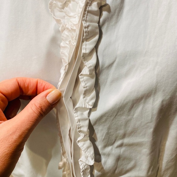 🐑 Pendleton White Ruffle Tuxedo Button Down Shirt 12 - Picture 2 of 11